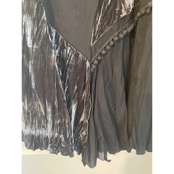 Linea Domani Size 8 Asymmetric Gray Velvet Mixed Media Skirt Boho Whimsigoth - Picture 3 of 7